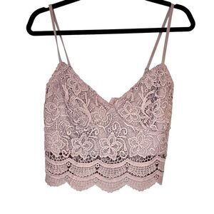 L.A. Hearts Adjustable Strap Cutout Lace Blush Pink Corset Crop Top Large